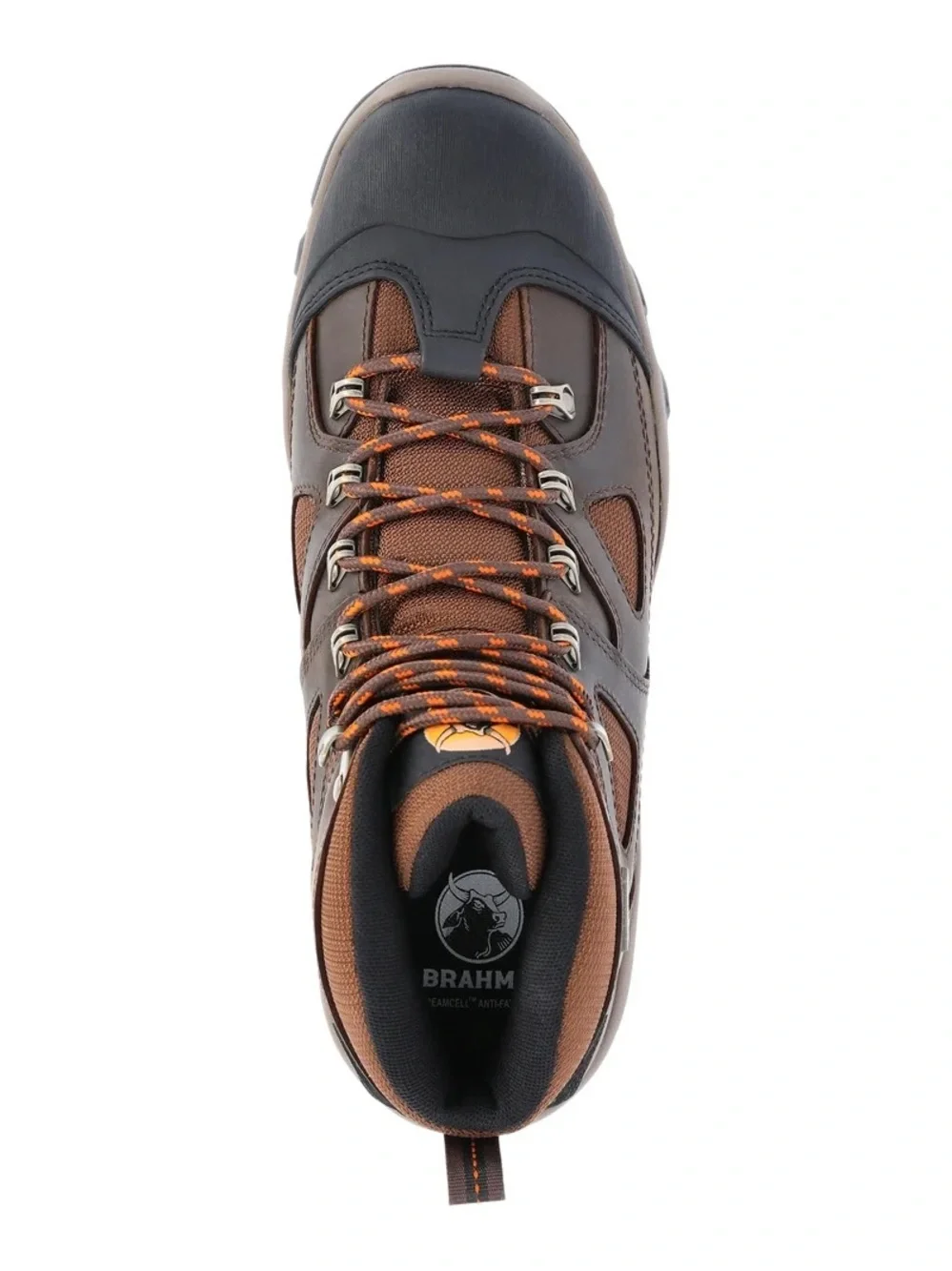Brahma Brown and Black Men's Waterproof Hiking Boot with Orange Accents